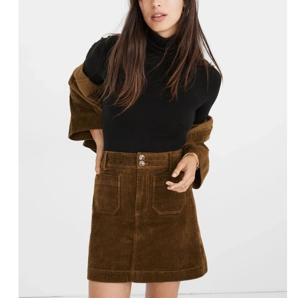 Madewell Dresses & Skirts - Madewell Corduroy Mini Skirt A-Line Pockets Stretch Cotton Retro